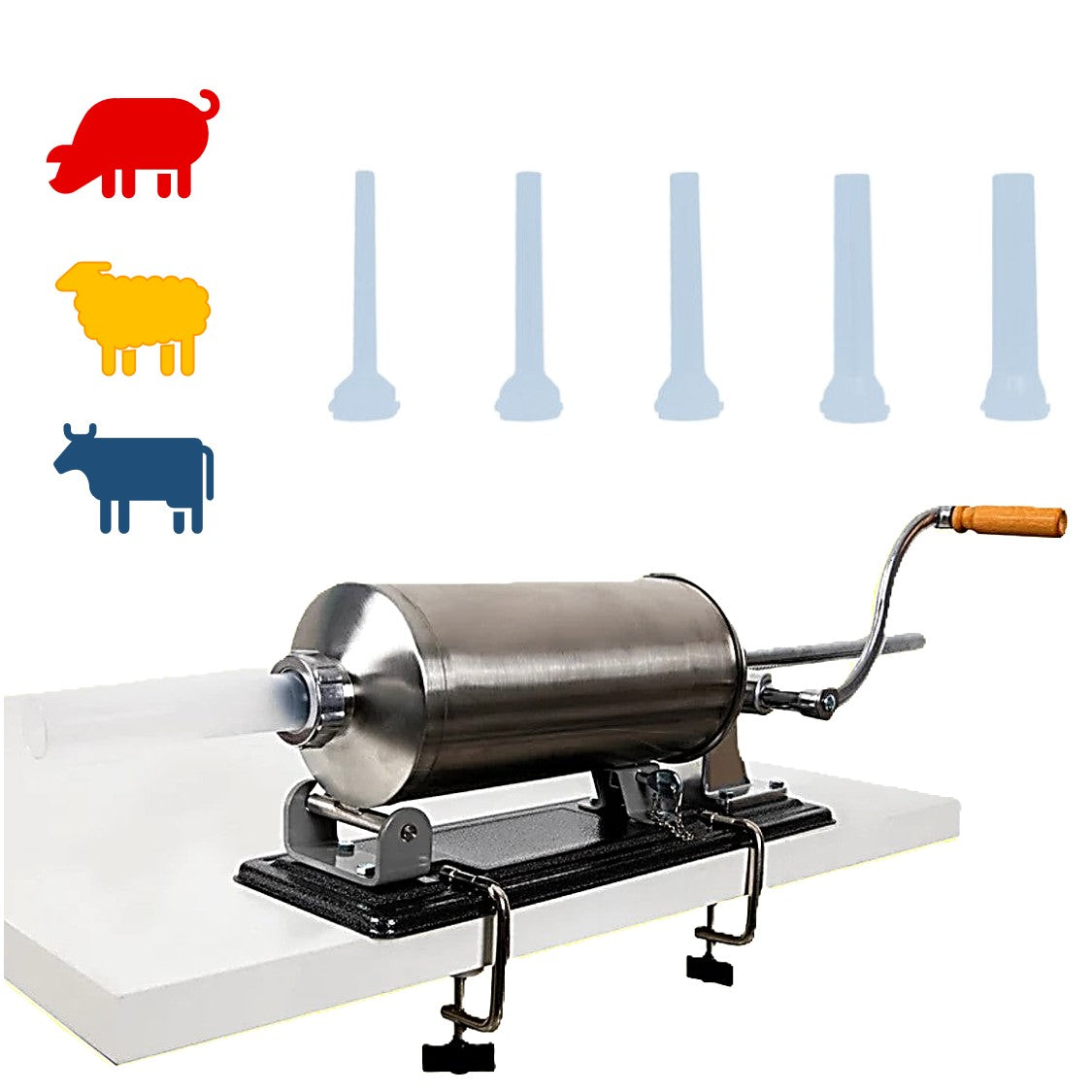 eMESERIASUL.RO Aparat Umplut Carnati Orizontal, 4kg, cu 5 Palnii incluse, Porc-Vita-Oaie, POZA 9