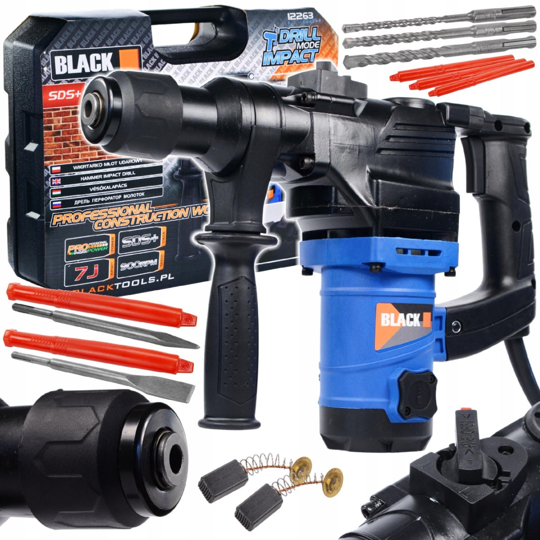 eMESERIASUL.RO Ciocan rotopercutor BLACK-SQUARE PORTONERO B12263, 1450W, 900RPM, SDS+, POZA 8