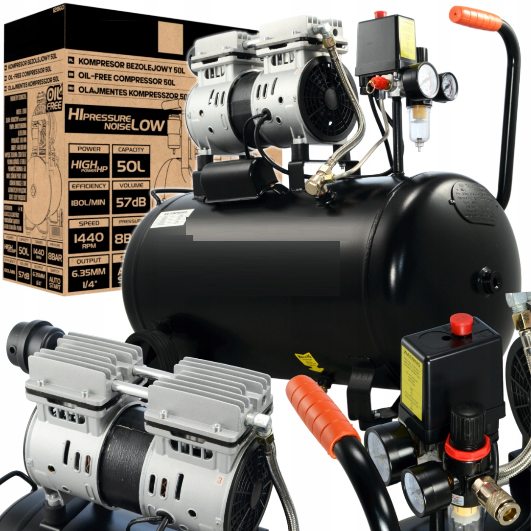 eMESERIASUL.RO Compresor aer fara ulei BLACK-SQUARE PORTONERO B12860, 50L, 230V, 1CP, 8Bar, 180L/min, POZA 7