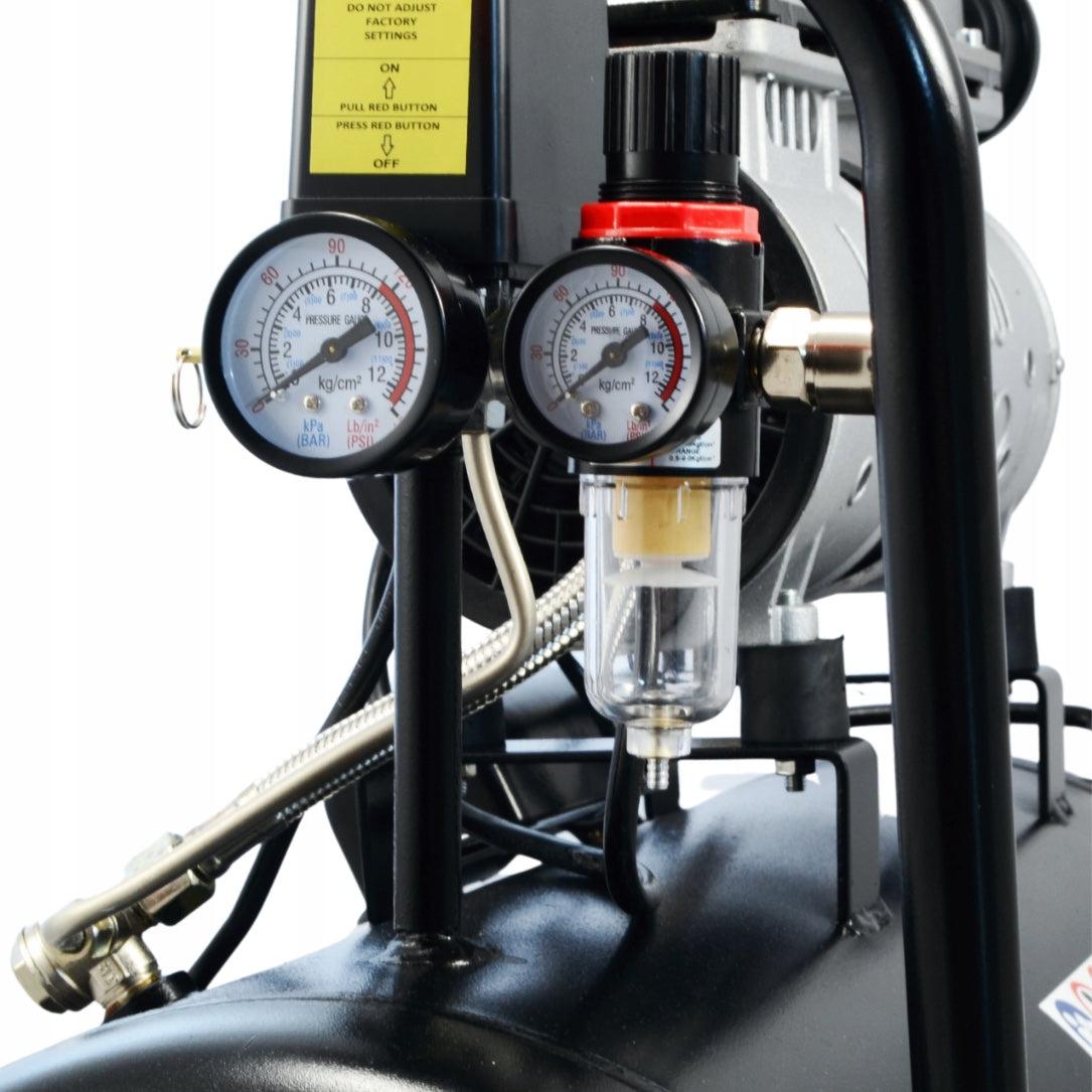 eMESERIASUL.RO Compresor aer fara ulei BLACK-SQUARE PORTONERO B12860, 50L, 230V, 1CP, 8Bar, 180L/min, POZA 6