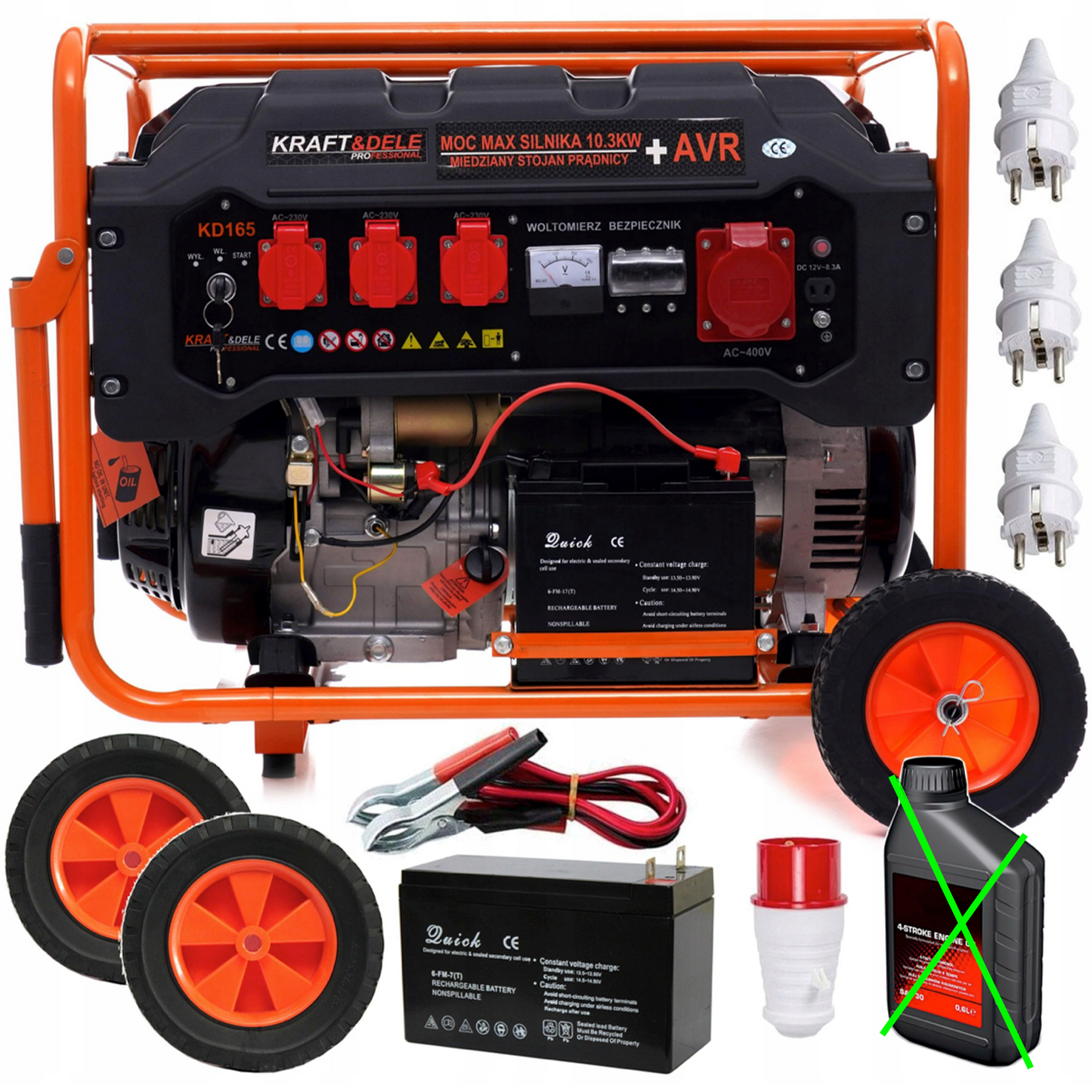 eMESERIASUL.RO Generator curent TRIFAZAT (380V) si MONIFAZAT (220V), KRAFTMEN K165, 15CP, stabilizator tensiune (AVR), pornire la cheie, POZA 3