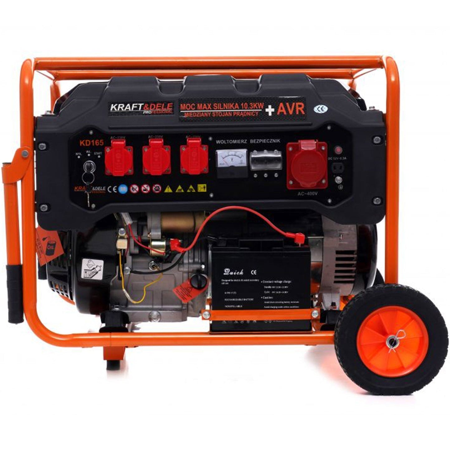 eMESERIASUL.RO Generator curent TRIFAZAT (380V) si MONIFAZAT (220V), KRAFTMEN K165, 15CP, stabilizator tensiune (AVR), pornire la cheie, POZA 2