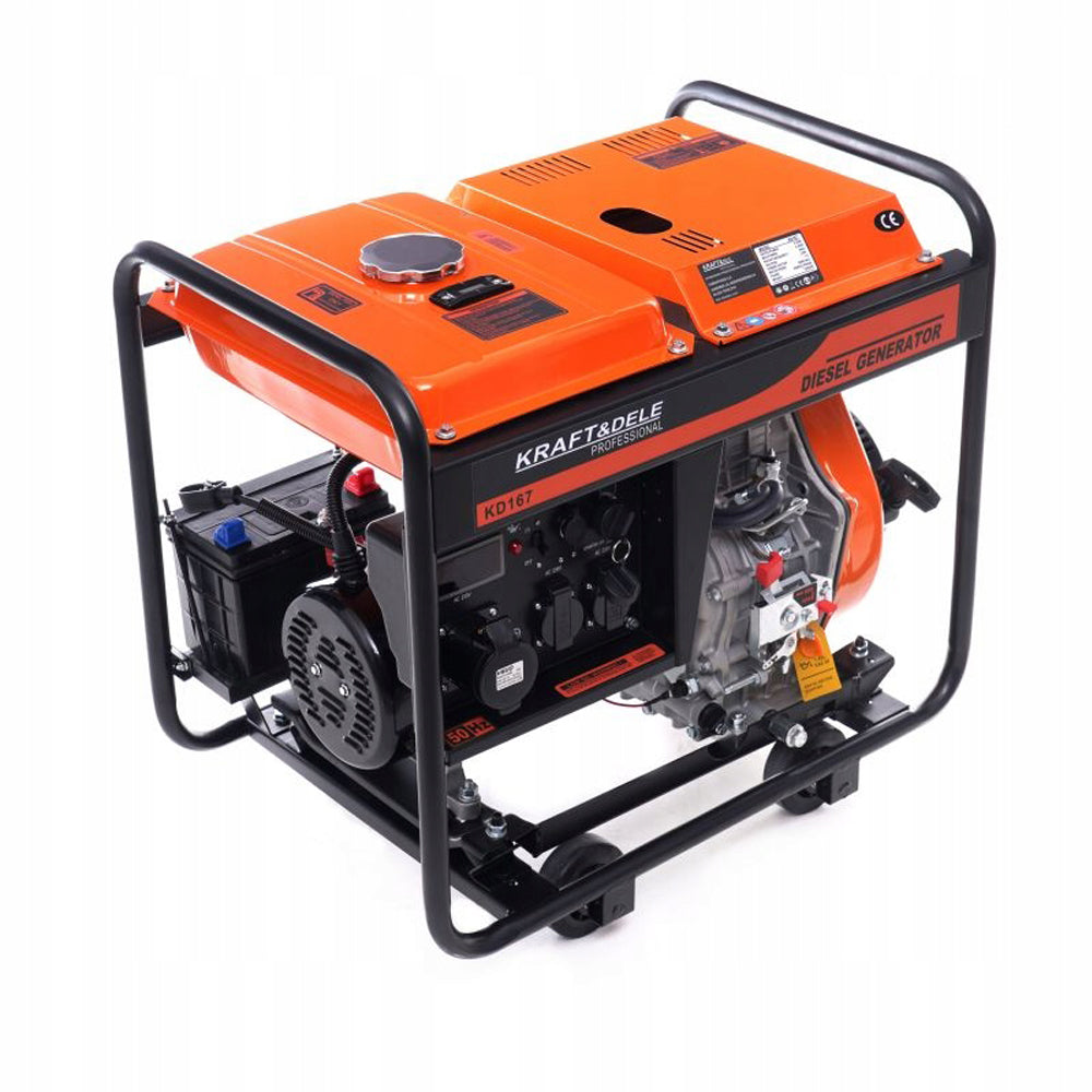 eMESERIASUL.RO Generator curent diesel KRAFTMEN K167, 230V, stabilizator tensiune (AVR), roti transport si pornire la cheie, POZA 3