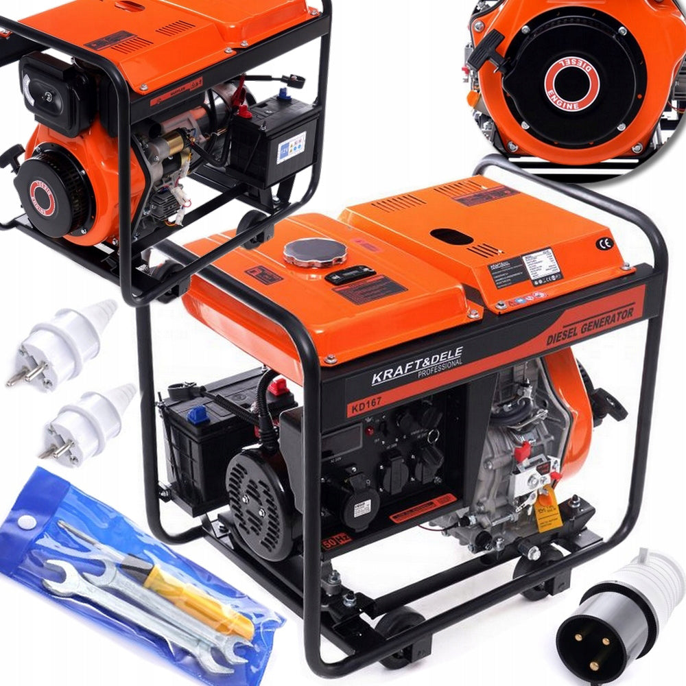 eMESERIASUL.RO Generator curent diesel KRAFTMEN K167, 230V, stabilizator tensiune (AVR), roti transport si pornire la cheie, POZA 2