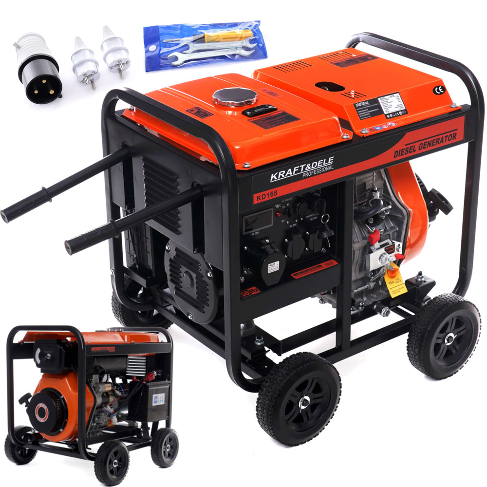 eMESERIASUL.RO Generator curent diesel KRAFTMEN K168, 230V, stabilizator tensiune (AVR), roti transport si pornire la cheie, POZA 2