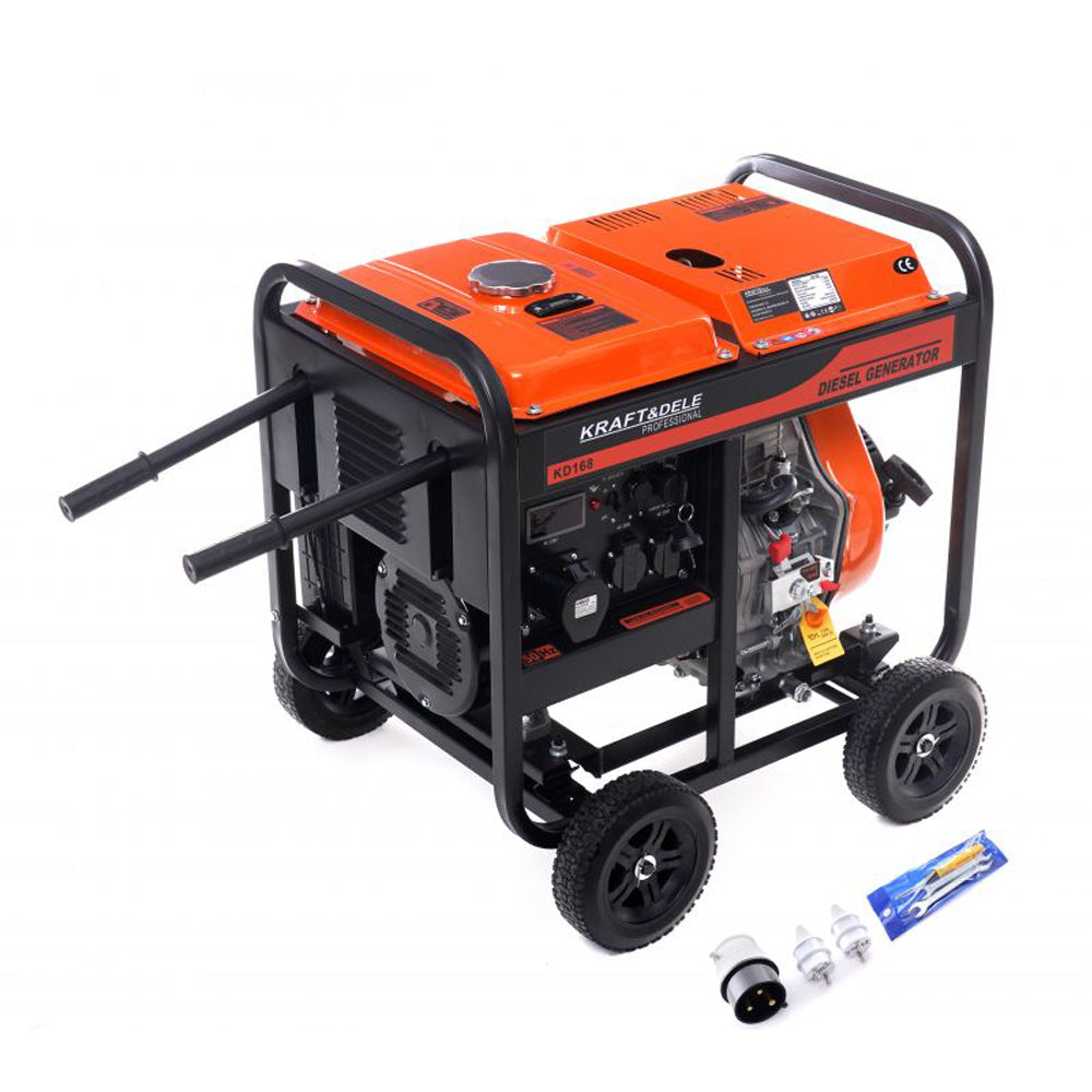 eMESERIASUL.RO Generator curent diesel KRAFTMEN K168, 230V, stabilizator tensiune (AVR), roti transport si pornire la cheie, POZA 11