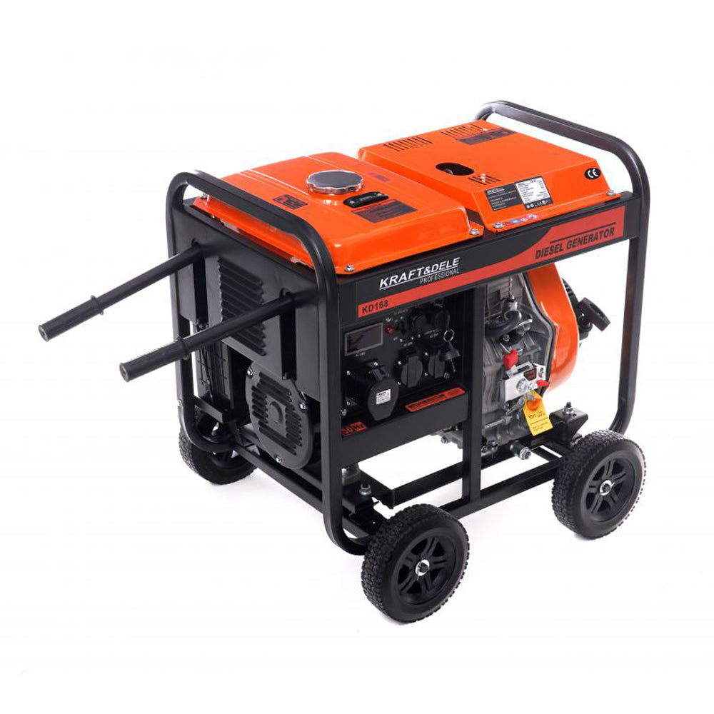 eMESERIASUL.RO Generator curent diesel KRAFTMEN K168, 230V, stabilizator tensiune (AVR), roti transport si pornire la cheie, POZA 7