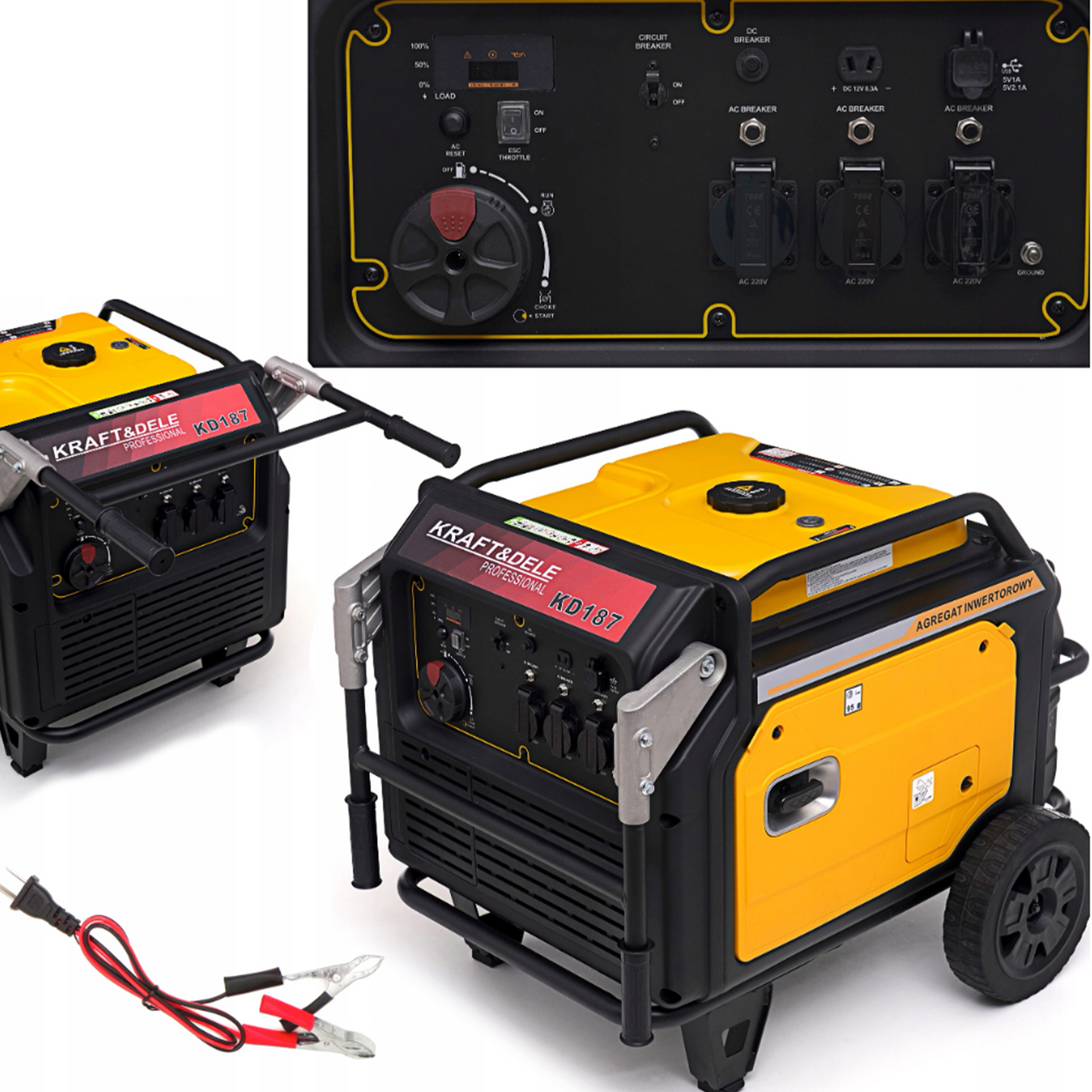 eMESERIASUL.RO Generator curent silentios profesional KRAFTMEN K187, 220V, 4 timpi, stabilizator tensiune (AVR), roti transport, POZA 2