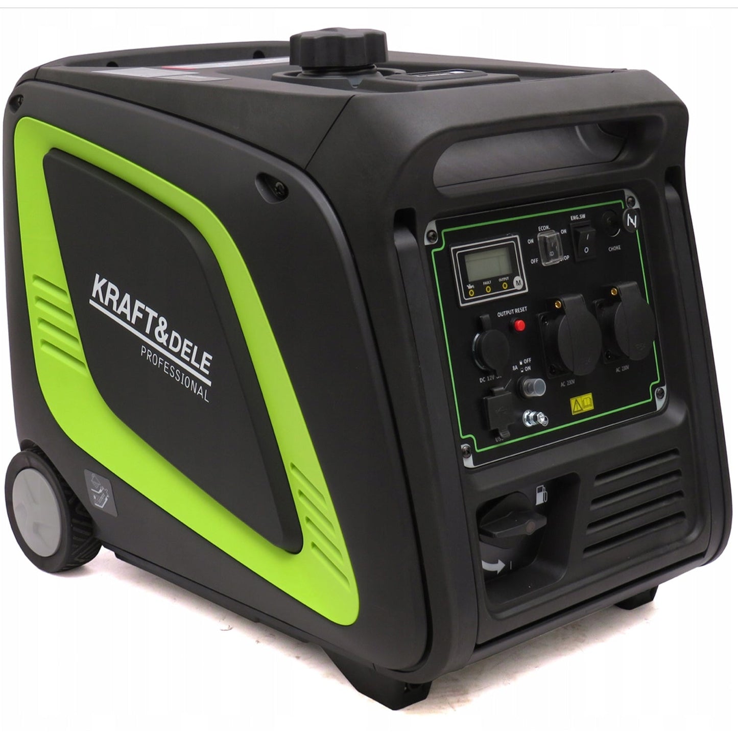 eMESERIASUL.RO Generator curent silentios profesional KRAFTMEN K686, 230V, 4 timpi, stabilizator tensiune (AVR), roti transport, accesorii incluse, POZA 2