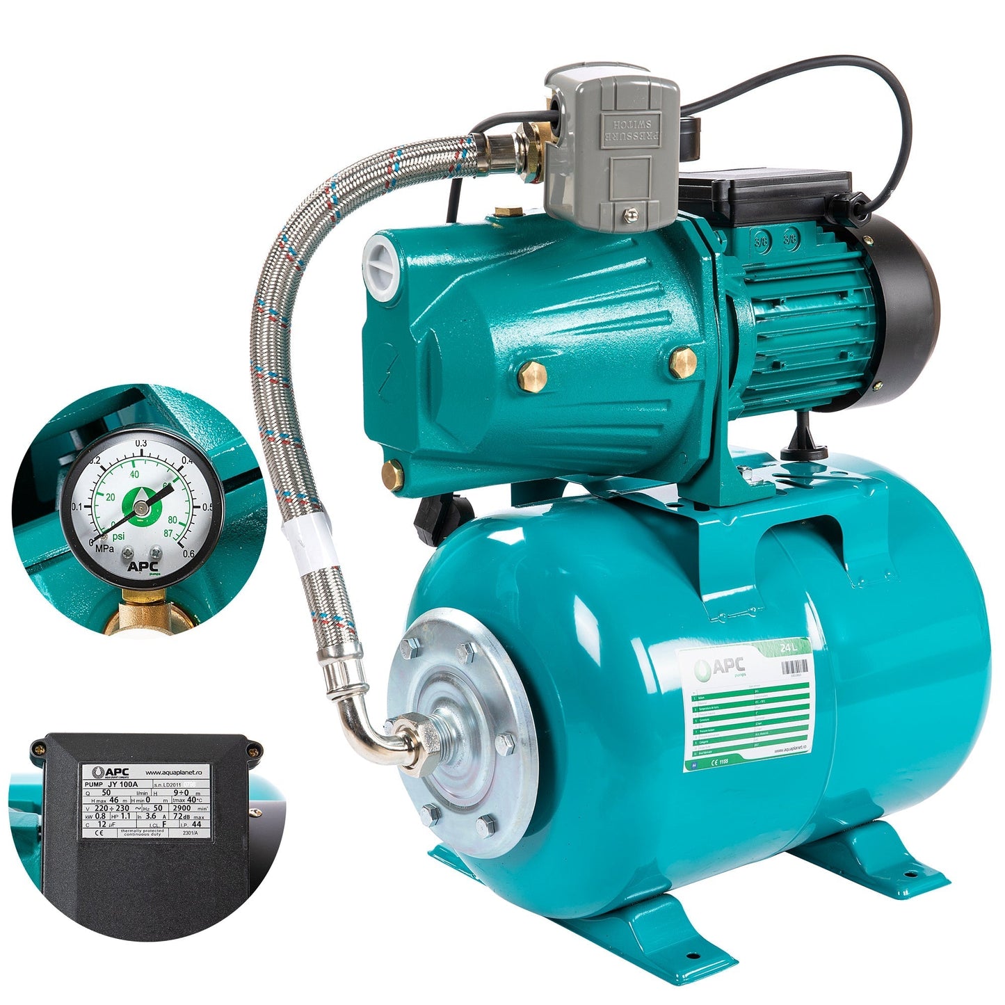 eMESERIASUL.RO Hidrofor Liderman- Apc-JY100A, 24L, 0.8 Kw, 50 l/min, H refulare 46m, POZA 2