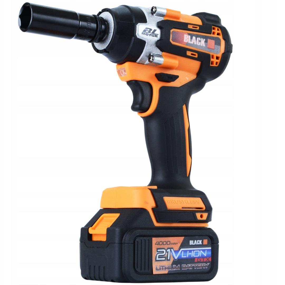 eMESERIASUL.RO Masina de insurubat cu impact, motor fara perii cu 2 acumulatori 21V, BLACK-SQUARE PORTONERO B12031, 500Nm, POZA 2