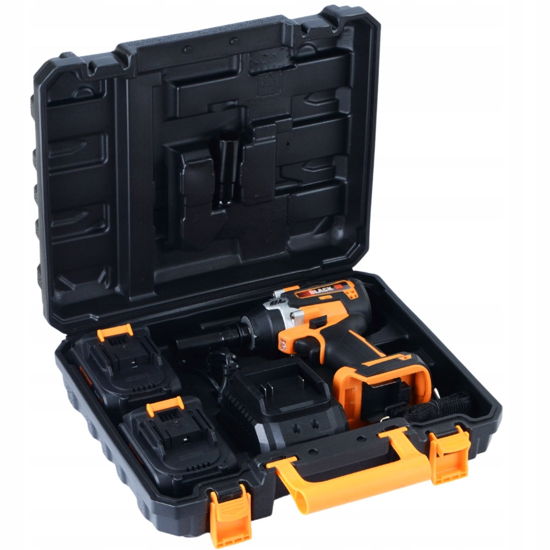 eMESERIASUL.RO Masina de insurubat cu impact, motor fara perii cu 2 acumulatori 21V, BLACK-SQUARE PORTONERO B12031, 500Nm, POZA 7