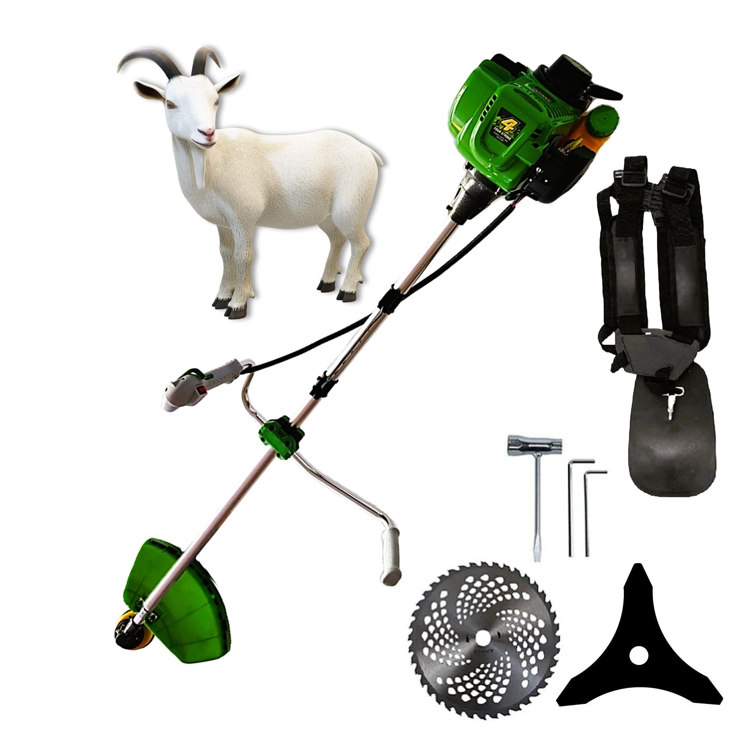 eMESERIASUL.RO Motocositoarea KAPRA, Motor 4 Timpi, 6CP, Disc Vidia SI Stea, 52cc, VERDE, POZA 1