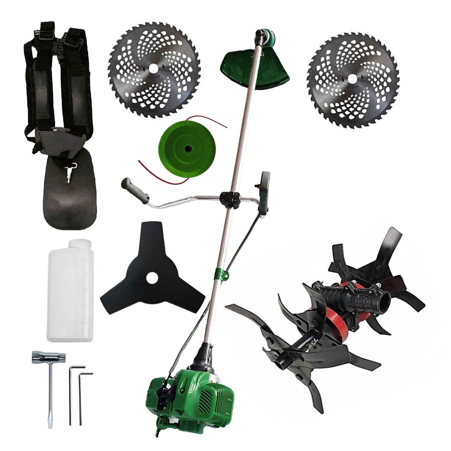 eMESERIASUL.RO Motocositoarea FERMIERULUI-GOSPODAR, 2xDiscuri Vidia, 1xDisc Stea, 52cc, VERDE-6CP, PLUS CULTIVATOR PROFI, POZA 1