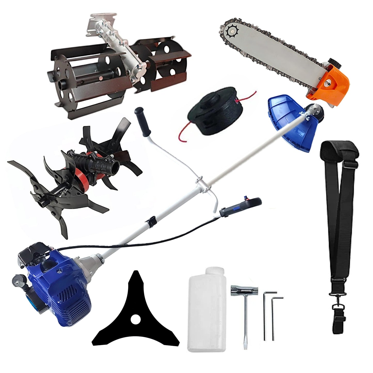 eMESERIASUL.RO Motocositoarea FERMIERULUI-GOSPODAR, Blue-Efficient, Accesorii si 1xDisc, ALBASTRU-3.4CP, Plus PRASITOARE, CULTIVATOR-PROFI, Cap DRUJBA, POZA 1