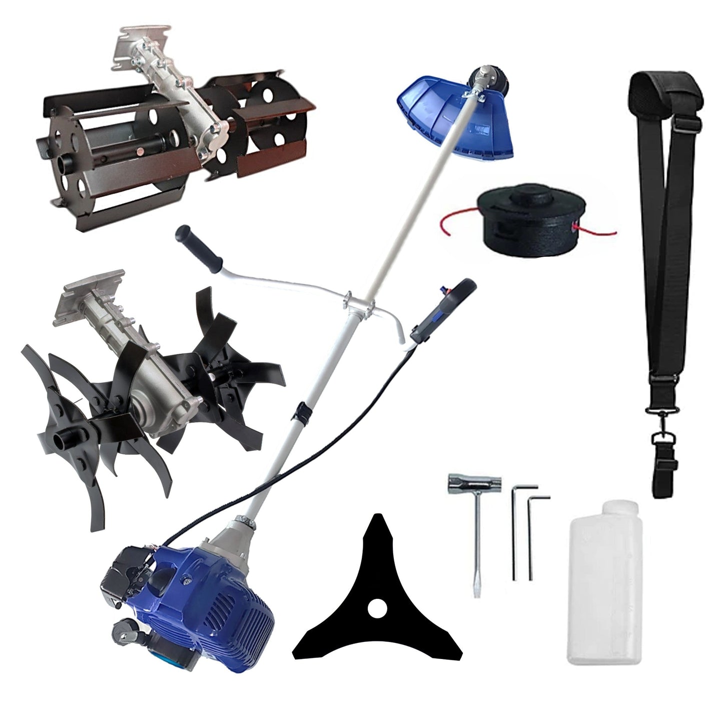 eMESERIASUL.RO Motocositoarea FERMIERULUI-GOSPODAR, Blue-Efficient, Accesorii si 1xDisc, ALBASTRU-3.4CP, Plus PRASITOARE, +CULTIVATOR, POZA 1