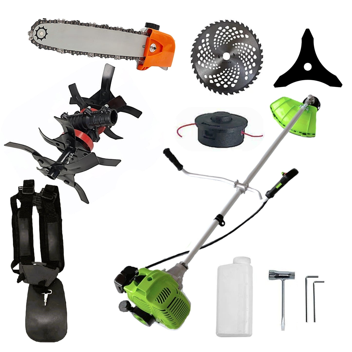 eMESERIASUL.RO Motocositoarea FERMIERULUI-GOSPODAR, Consum Mic, Accesorii si 2xDisc, VERDE-3.4CP, PLUS CULTIVATOR-PROFI, +Cap DRUJBA, POZA 1