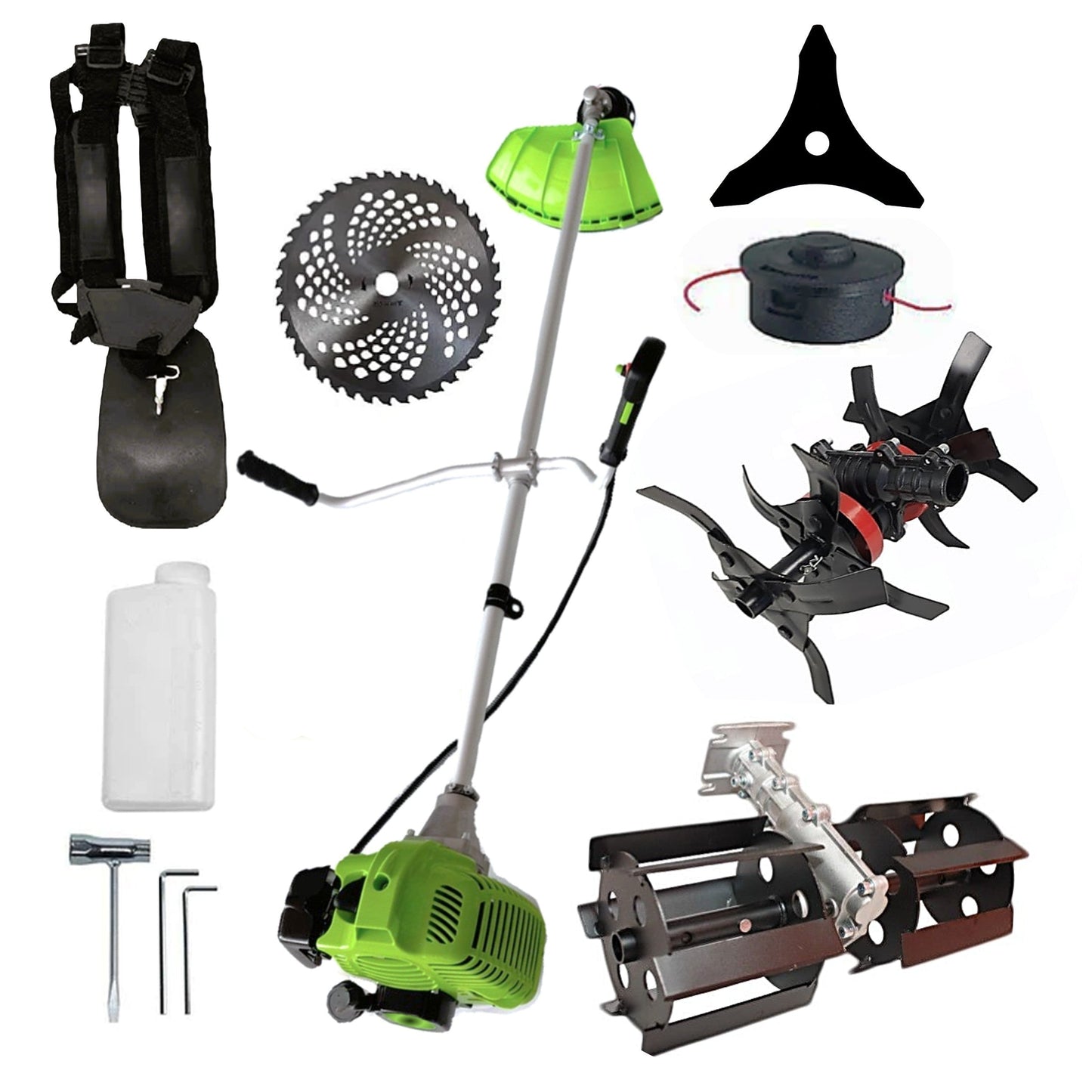 eMESERIASUL.RO Motocositoarea FERMIERULUI-GOSPODAR, Consum Mic, Accesorii si 2xDisc, VERDE-3.4CP, Plus PRASITOARE, +CULTIVATOR-Profi, POZA 1