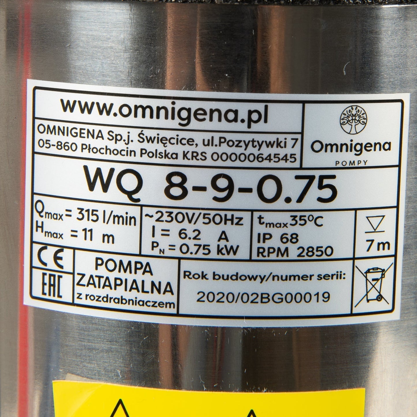 eMESERIASUL.RO Pompa apa murdara cu tocator OMNI (Polonia) WQ 8- 9-0,75, 0.75KW, debit 315l/min, H refulare 11m, submersibila, POZA 5
