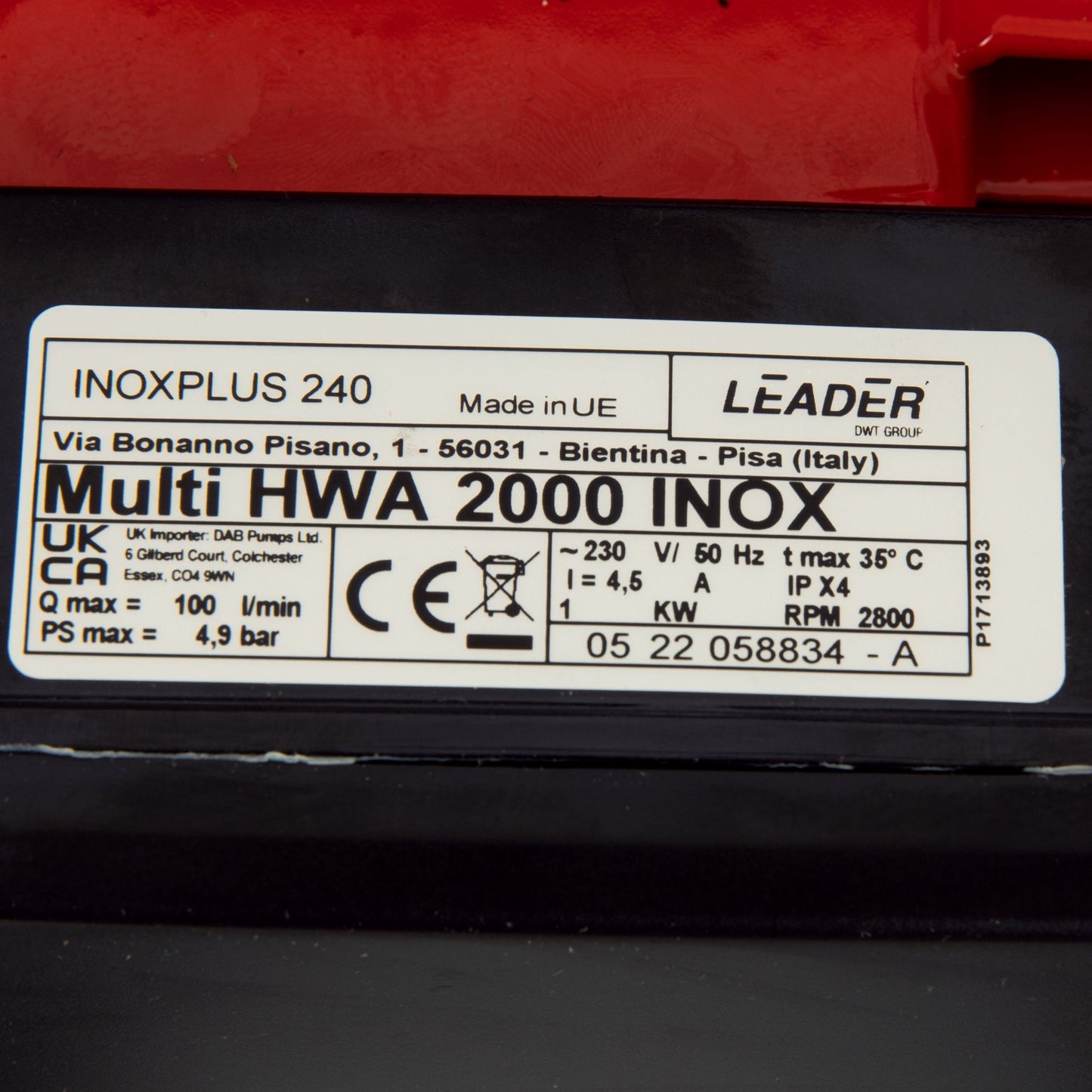 eMESERIASUL.RO Pompa de suprafata OMNI (Polonia) Multi HWA 2000 INOX, 230V, 1kW, 100l/min, H refulare 46m, POZA 9