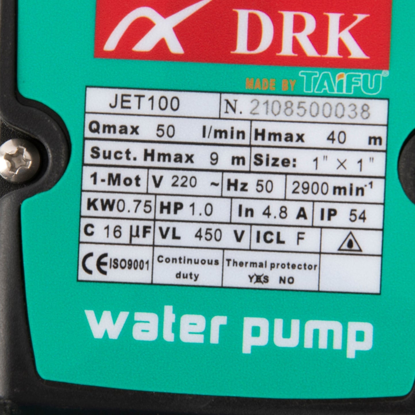eMESERIASUL.RO Pompa hidrofor Taifu DRK JET100A, 0.75kW, debit 50l/min, H refulare 40m, racord 1 tol, POZA 4
