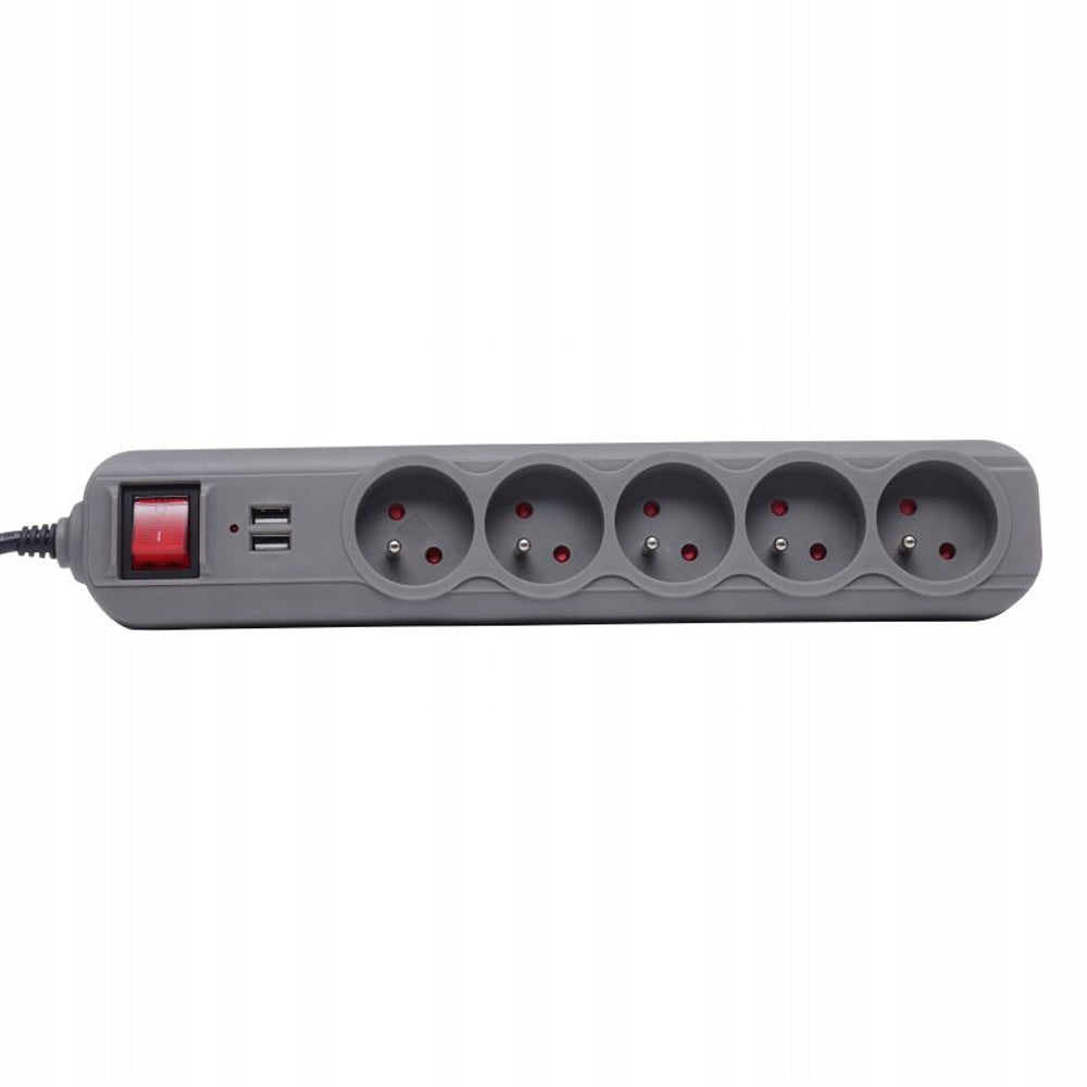 eMESERIASUL.RO Prelungitor electric 1.5m cu intrerupator KRAFTMEN K4033, 5 prize, 2 mufe USB, POZA 6
