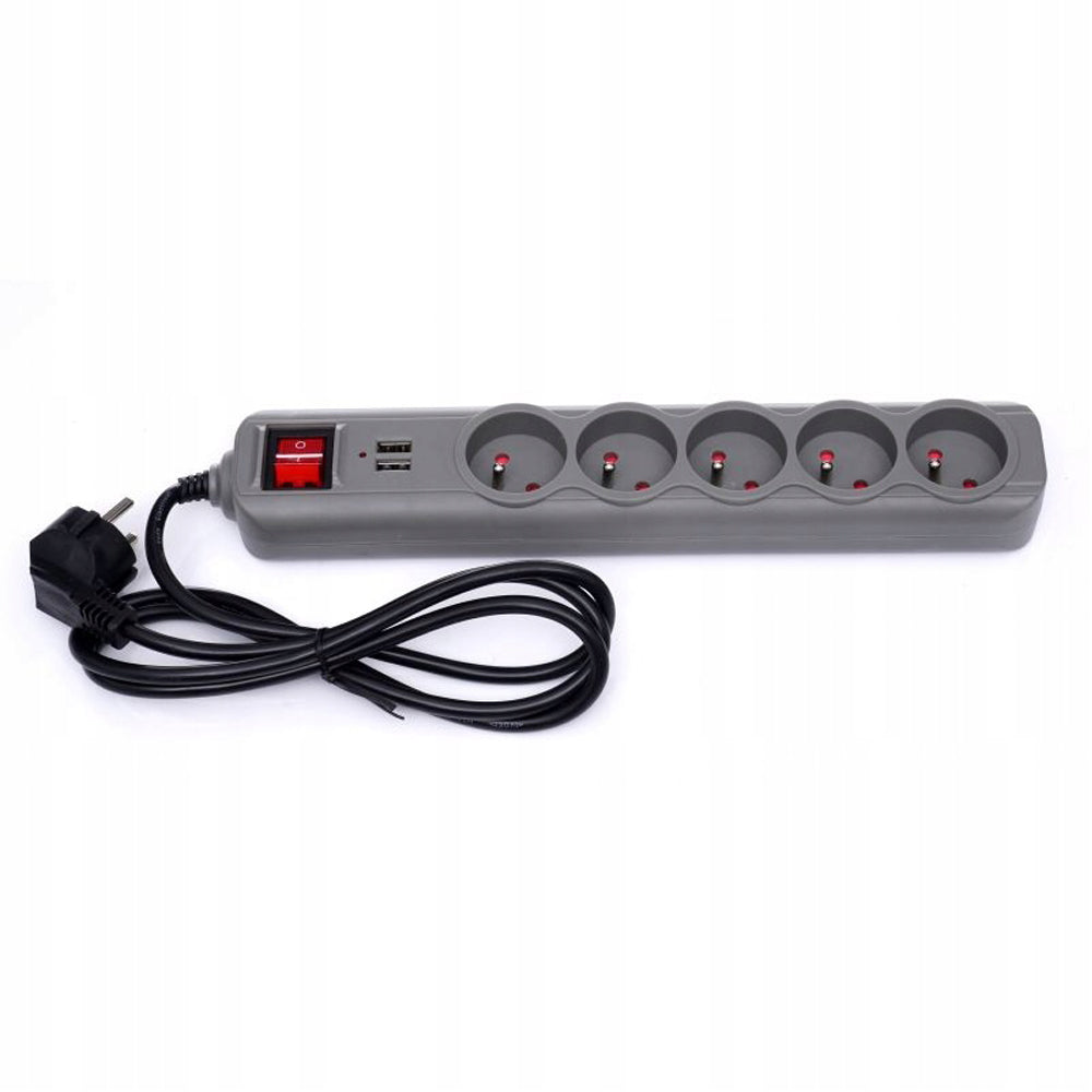eMESERIASUL.RO Prelungitor electric 1.5m cu intrerupator KRAFTMEN K4033, 5 prize, 2 mufe USB, POZA 4