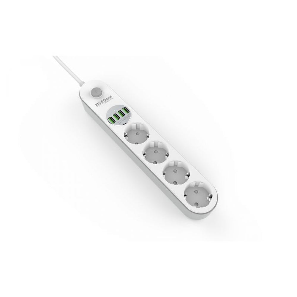eMESERIASUL.RO Prelungitor electric 2m cu intrerupator KRAFTMEN K4030 4 prize, 4 mufe USB, POZA 2