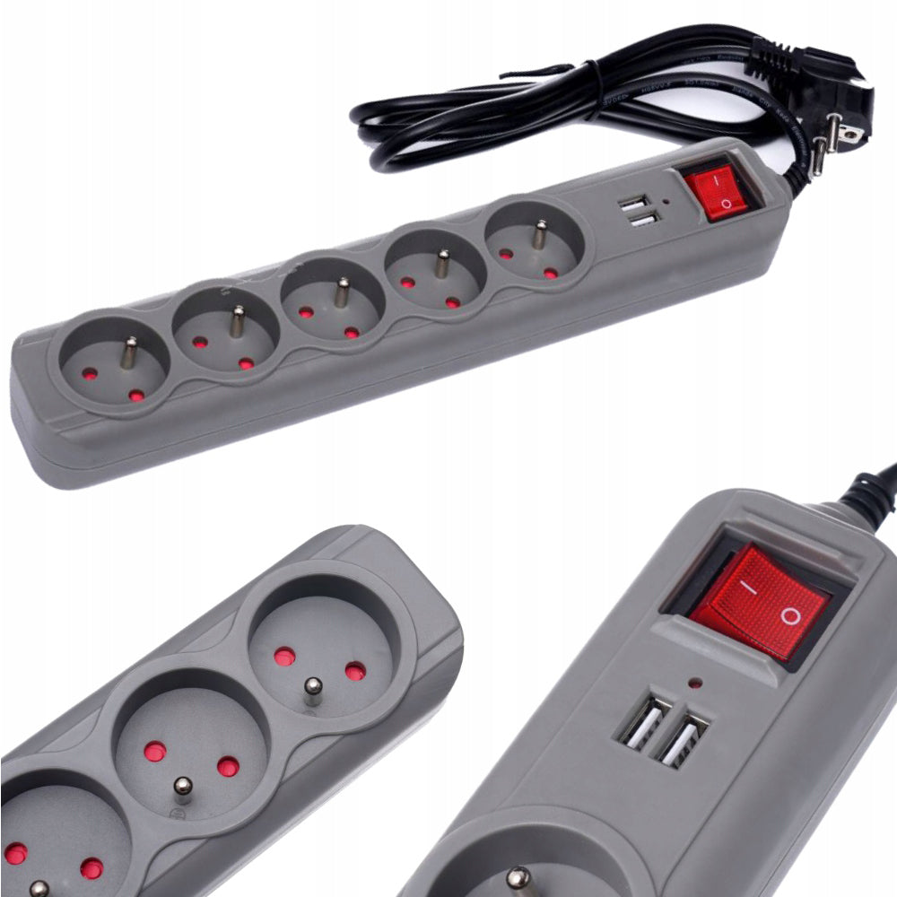eMESERIASUL.RO Prelungitor electric cu 5 prize, 2 mufe USB si intrerupator KRAFTMEN K4034, lungime 3m, POZA 3