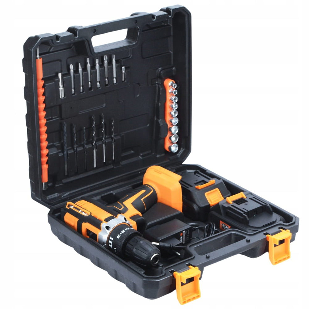 eMESERIASUL.RO SET Masina de insurubat si gaurit pe acumulator 12V, BLACK-SQUARE PORTONERO B12069, accesorii si valiza incluse, POZA 6