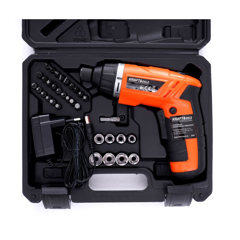 eMESERIASUL.RO SET Surubelnita electrica pe acumulator KRAFTMEN K1577, include 1 acumulator 3.6 V, 6 tubulare si 30 biti, POZA 3