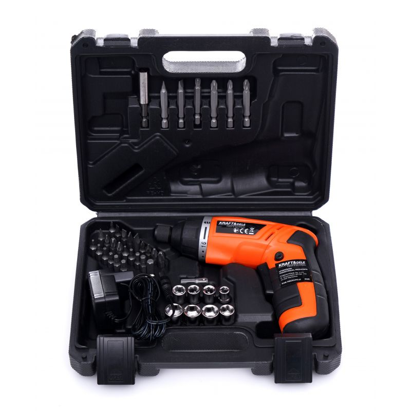 eMESERIASUL.RO SET Surubelnita electrica pe acumulator KRAFTMEN K1577, include 1 acumulator 3.6 V, 6 tubulare si 30 biti, POZA 8