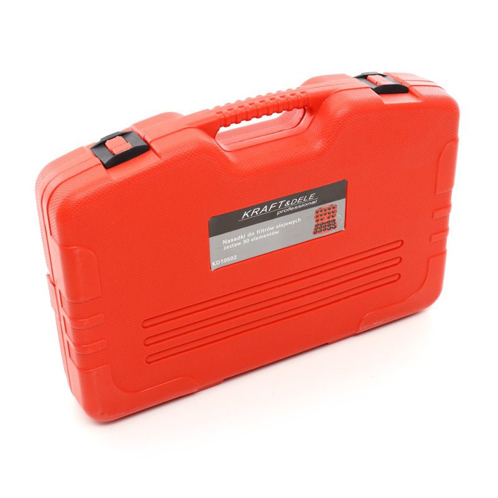eMESERIASUL.RO SET TUBULARE (capace) desfacere filtre de ulei auto KRAFTMEN K10502, include 28+1 elemente, DRIVE 1/2" si 3/4", POZA 10