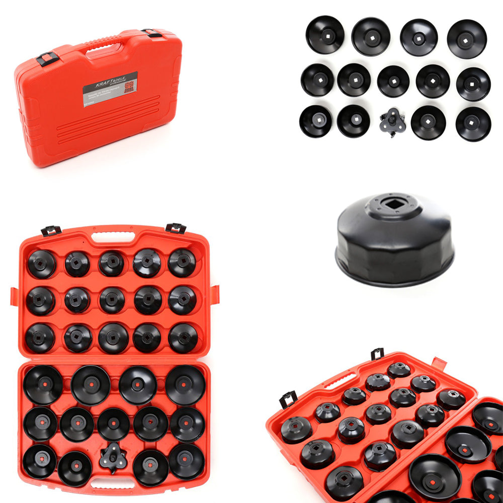 eMESERIASUL.RO SET TUBULARE (capace) desfacere filtre de ulei auto KRAFTMEN K10502, include 28+1 elemente, DRIVE 1/2" si 3/4", POZA 2