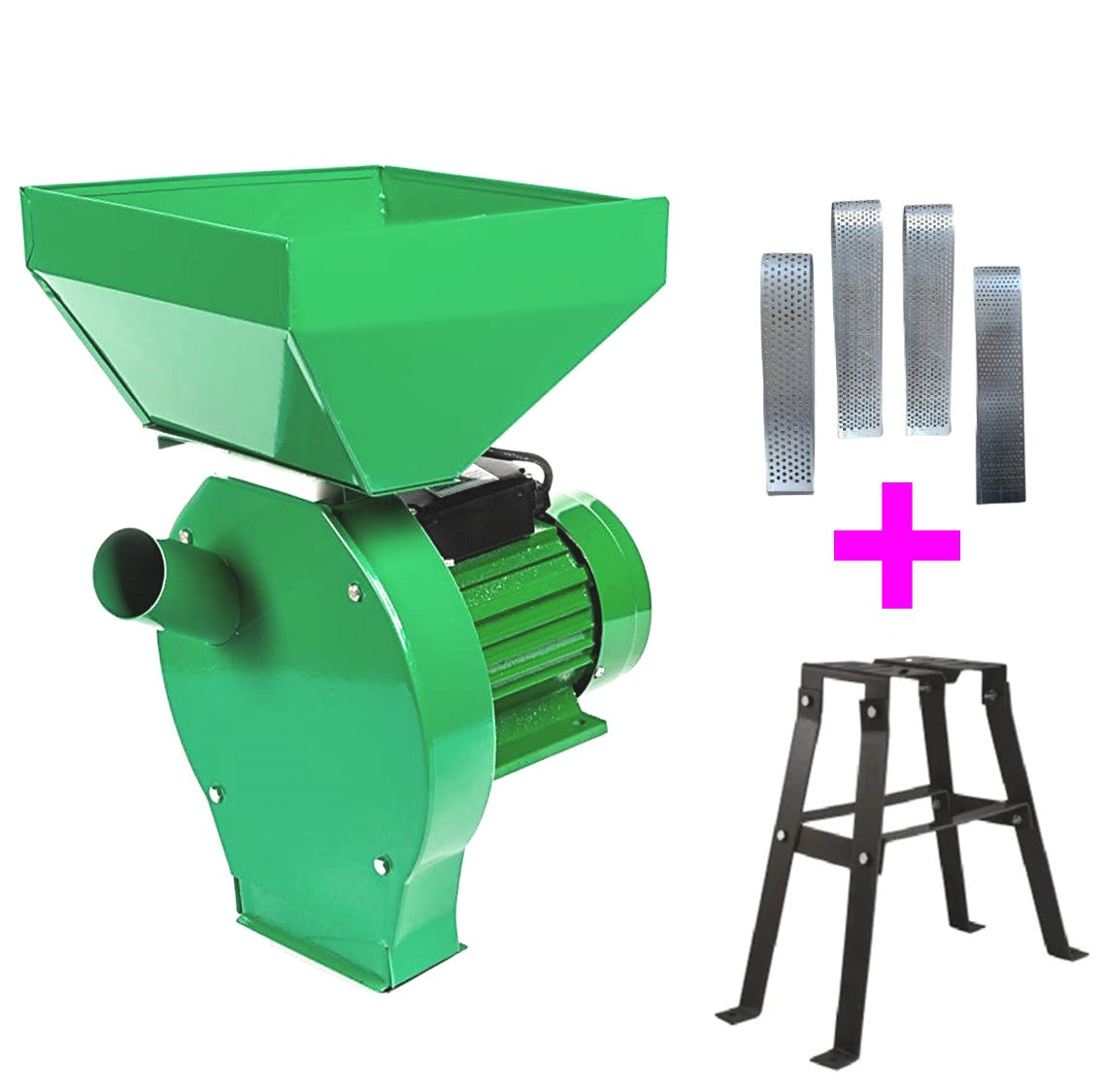 eMESERIASUL.RO Set Moara cereale si stiuleti (2 in 1) Fermax Seria D, VERDE, motor inclus, CUVA MARE, + suport metalic, POZA 2