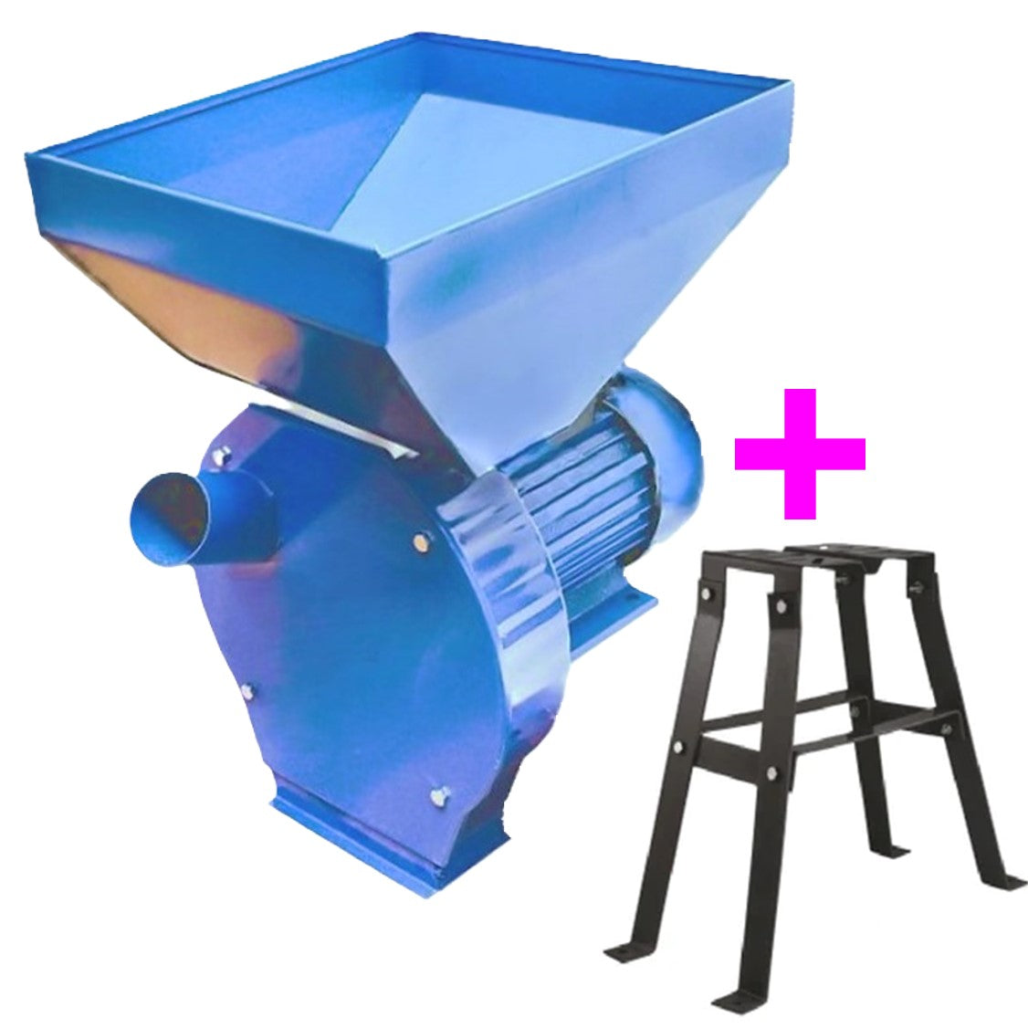 eMESERIASUL.RO Set Moara cereale si stiuleti (2 in 1) Fermax Seria B, ALBASTRA 3.9KW, motor inclus, CUVA MARE, + suport metalic, POZA 2