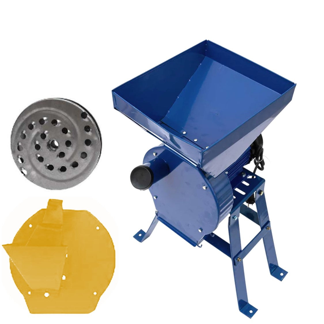 eMESERIASUL.RO Set Moara cereale, stiuleti si fructe-legume (3 in 1) Alpin-PROFI seria E, 3.9kW, Albastra, cu ciocanele, CUVA MARE si suport cu picioare, POZA 2