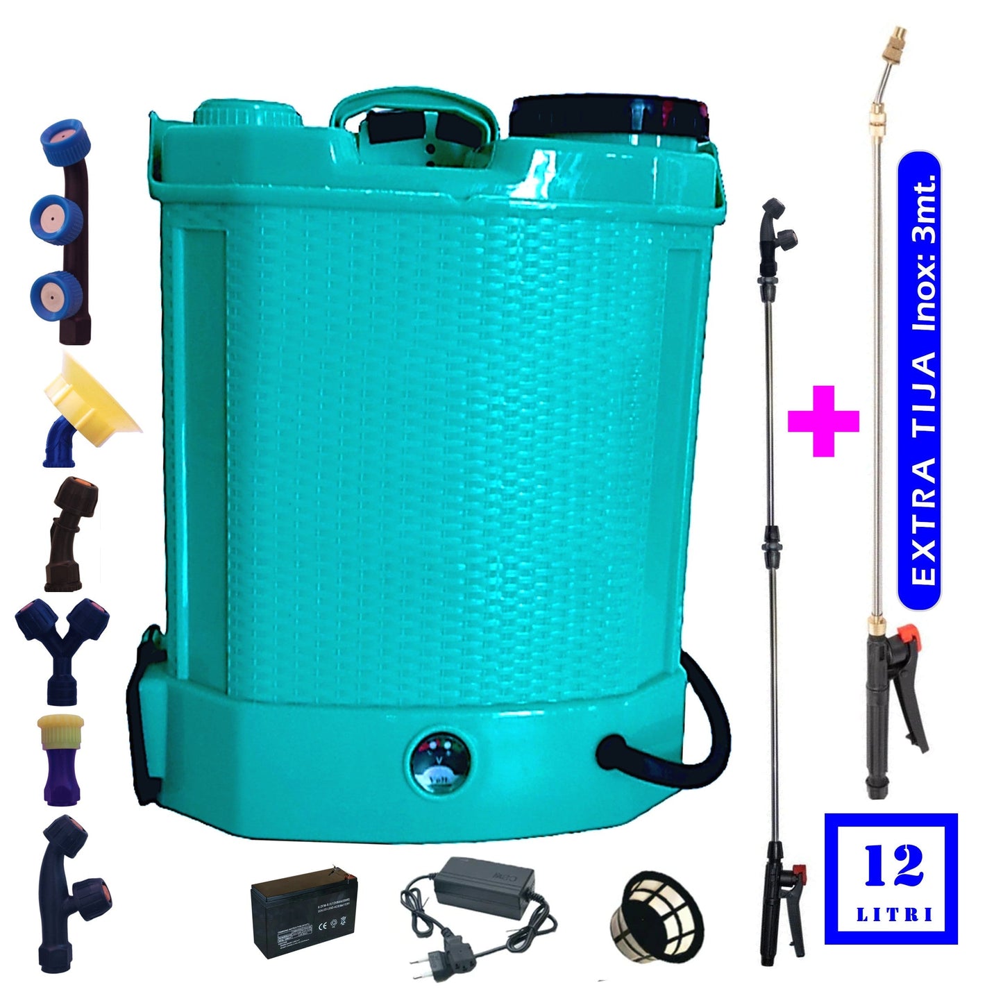 eMESERIASUL.RO Set Pompa de stropit cu acumulator Pandora 12L + Set Lance telescopica stropit de 3m, vermorel, POZA 2
