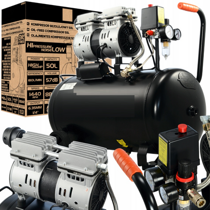 eMESERIASUL.RO Compresor aer fara ulei BLACK-SQUARE PORTONERO B12860, 50L, 230V, 1CP, 8Bar, 180L/min, POZA 7