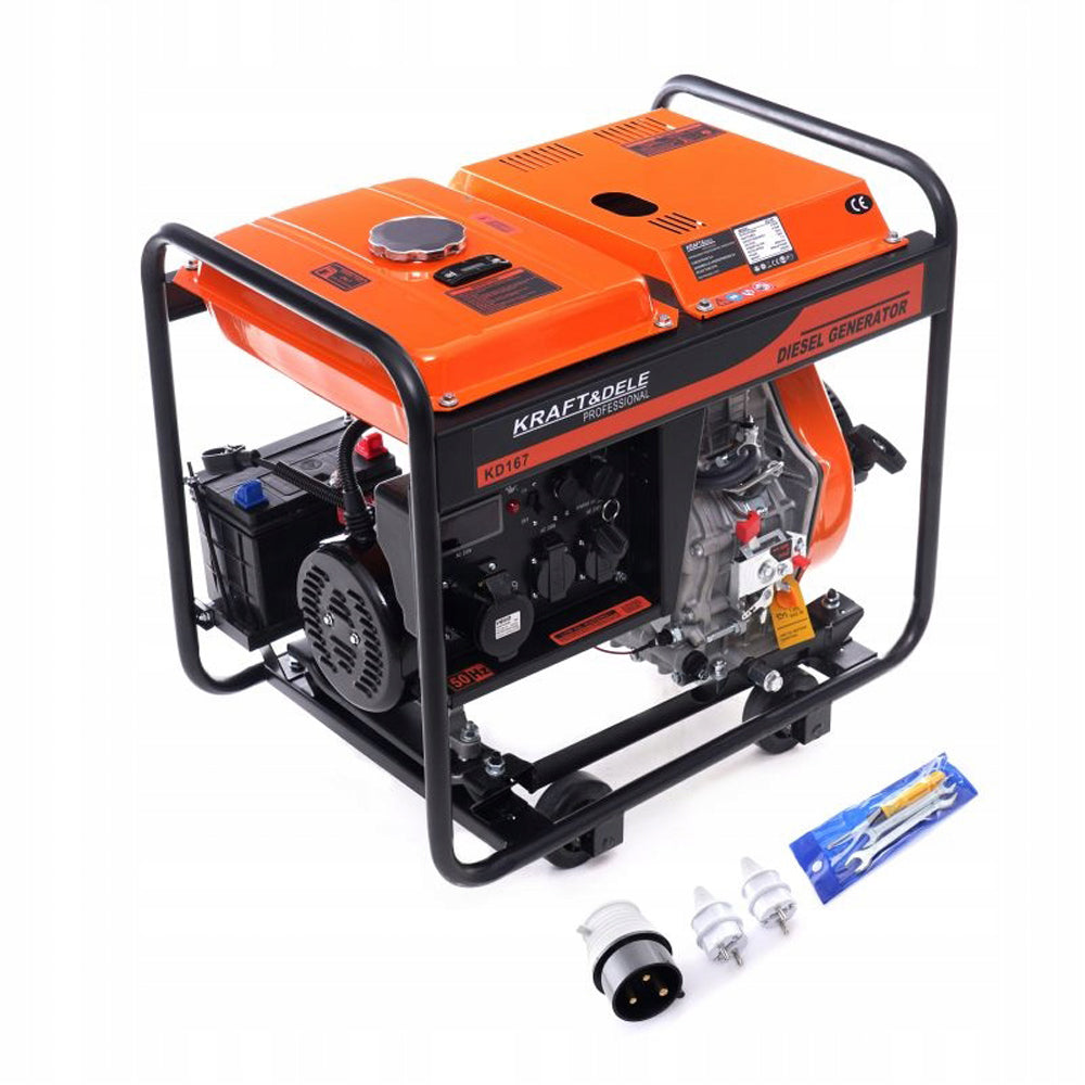 eMESERIASUL.RO Generator curent diesel KRAFTMEN K167, 230V, stabilizator tensiune (AVR), roti transport si pornire la cheie, POZA 12