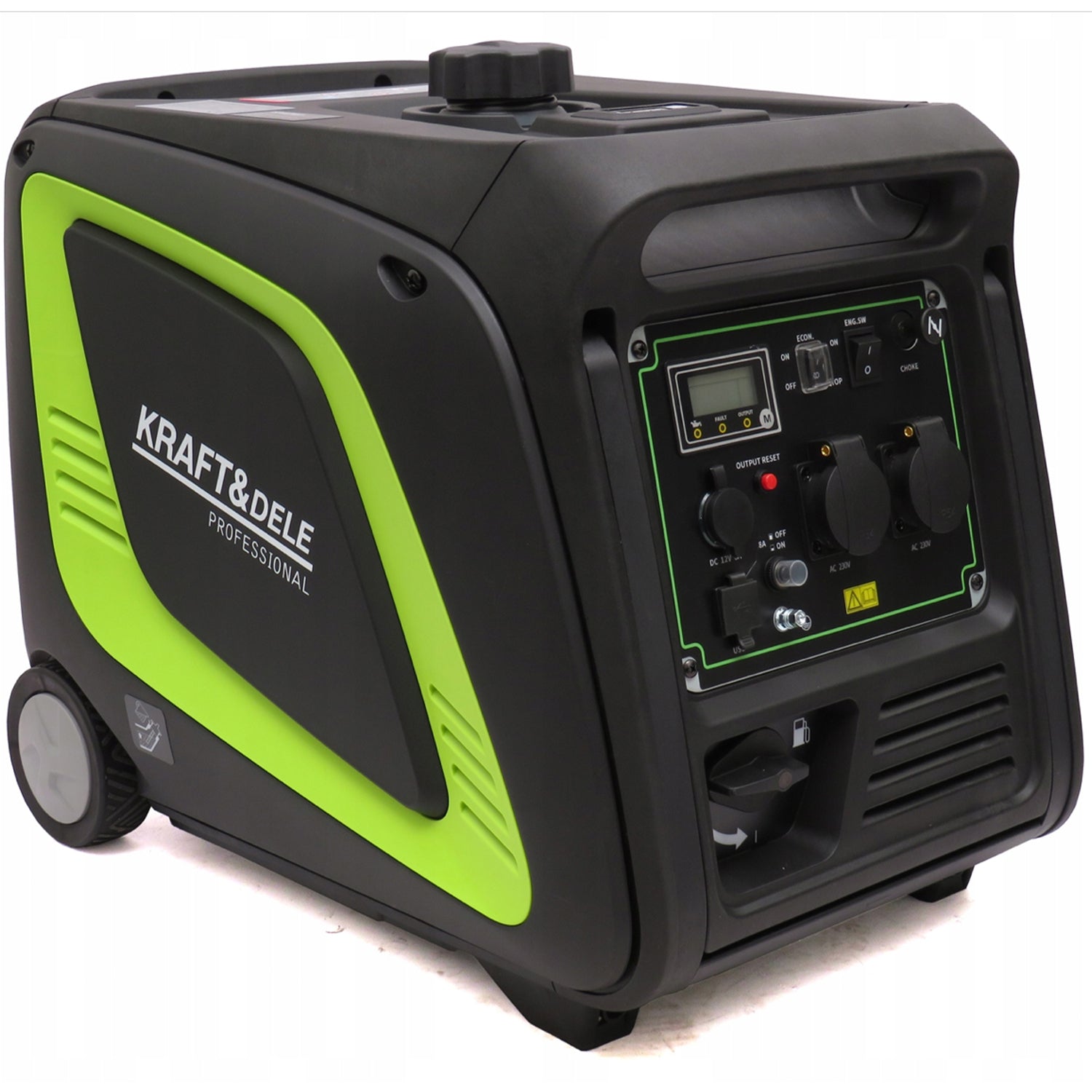 eMESERIASUL.RO Generator curent silentios profesional KRAFTMEN K686, 230V, 4 timpi, stabilizator tensiune (AVR), roti transport, accesorii incluse, POZA 2