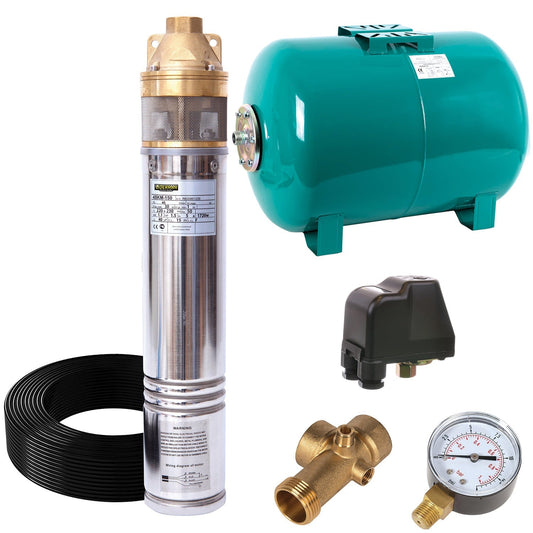 eMESERIASUL.RO Kit Hidrofor 24L cu pompa apa submersibila 1.1KW, 98m, 2.7m3/Ora, Liderman-Maxima 4SKM-150, Sistem premium complet, POZA 1
