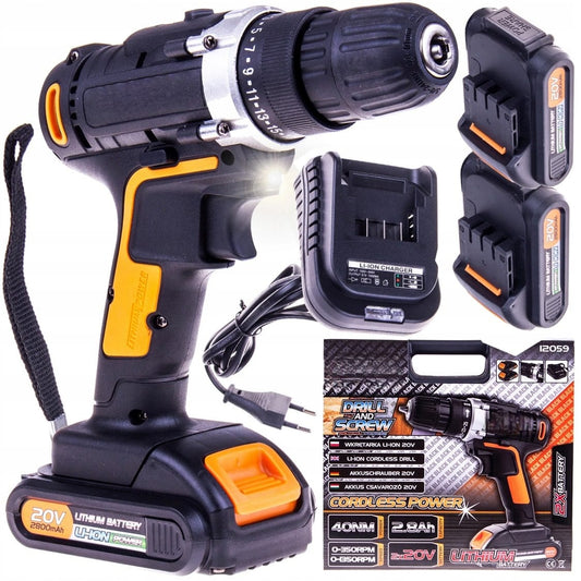 eMESERIASUL.RO Masina de insurubat si gaurit pe acumulator 20V, BLACK-SQUARE PORTONERO B12059, Valiza inclusa, POZA 1