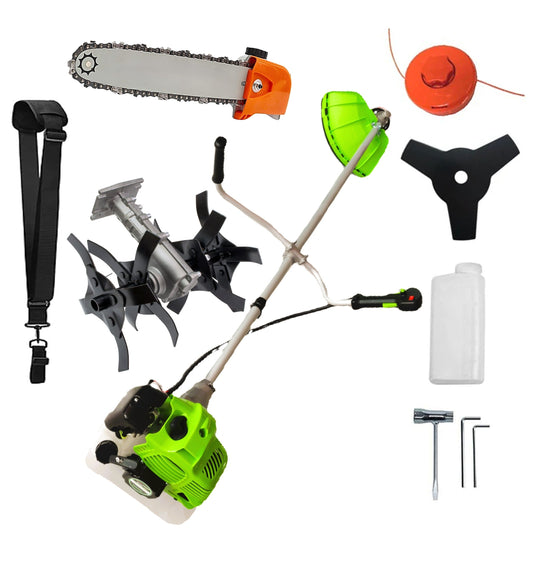 eMESERIASUL.RO Motocoasa pe benzina ALFA 7* PROFESSIONAL, Accesorii si 1xDisc Stea, 8CP, VERDE, PLUS CULTIVATOR, +Cap DRUJBA, POZA 1