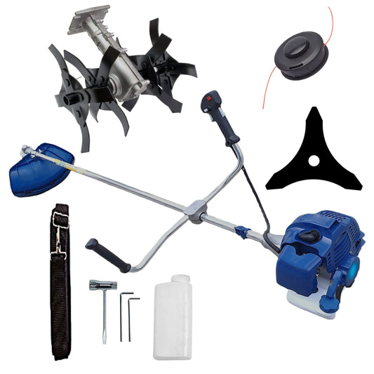 eMESERIASUL.RO Motocoasa pe benzina TOMS Fermierul, Disc Stea, Accesorii Incluse, 3.4cp, Albastra, +CULTIVATOR, POZA 1