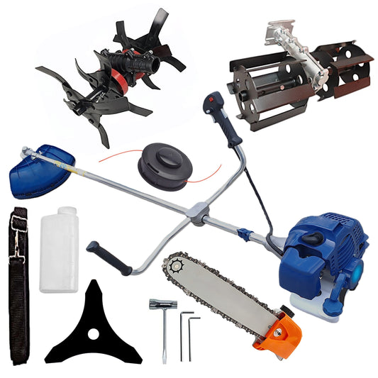 eMESERIASUL.RO Motocoasa pe benzina TOMS Fermierul, Disc Stea, Accesorii Incluse, 3.4cp, Albastra, +PRASITOARE, +CULTIVATOR PROFI, +Cap DRUJBA, POZA 1