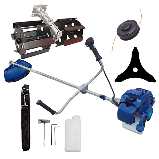 eMESERIASUL.RO Motocoasa pe benzina TOMS Fermierul, Disc Stea, Accesorii Incluse, 3.4cp, Albastra, +PRASITOARE, POZA 1
