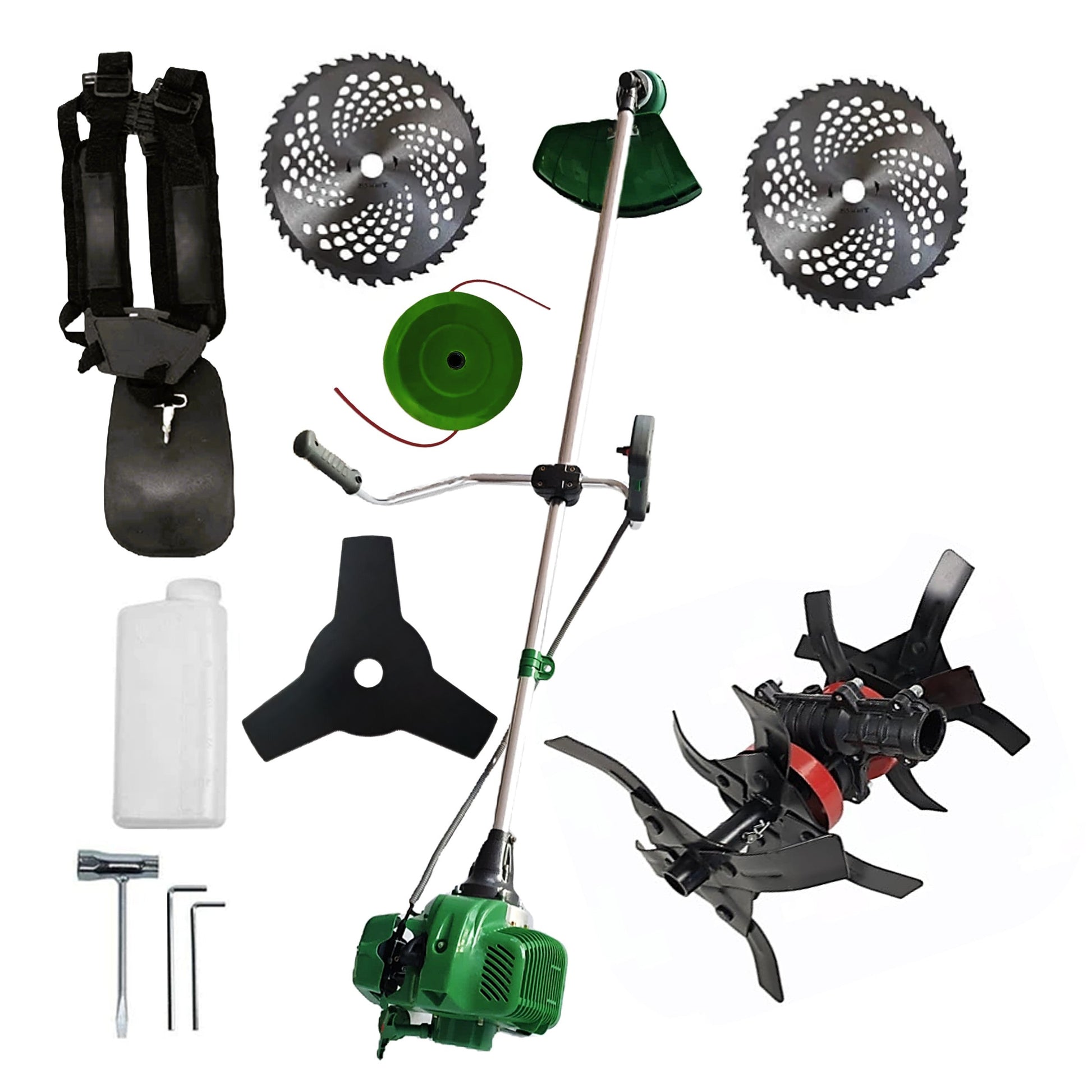 eMESERIASUL.RO Motocositoarea FERMIERULUI-GOSPODAR, 2xDiscuri Vidia, 1xDisc Stea, 52cc, VERDE-6CP, PLUS CULTIVATOR PROFI, POZA 1