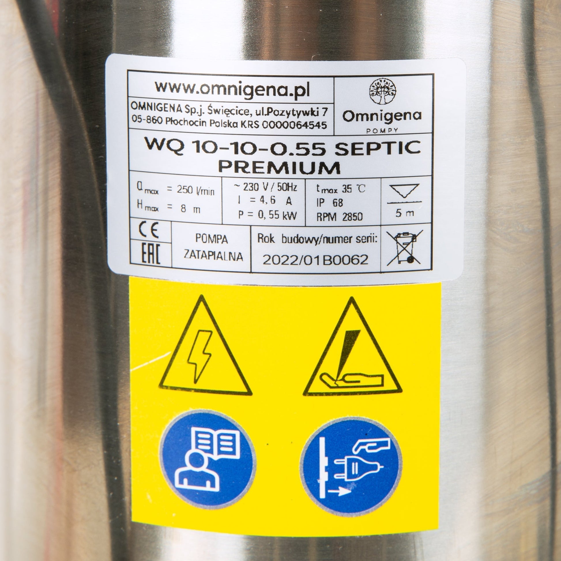 eMESERIASUL.RO Pompa apa murdara OMNI (Polonia) WQ 10-10-0.55 SEPTIC, 0.55kW, debit 250l/min, H refulare 8m, submersibila, POZA 5