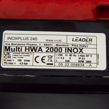 eMESERIASUL.RO Pompa de suprafata OMNI (Polonia) Multi HWA 2000 INOX, 230V, 1kW, 100l/min, H refulare 46m, POZA 9